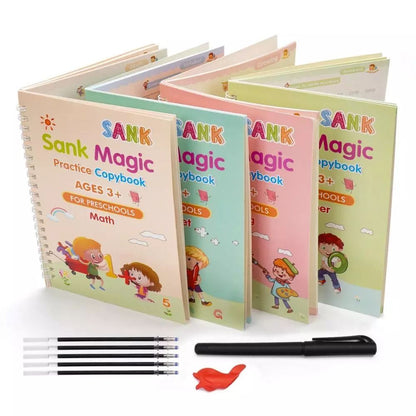 4pcs set Magic Sank Practice Copybook with English Language Printing,Calligraphy Word Book Best Gift for Child.