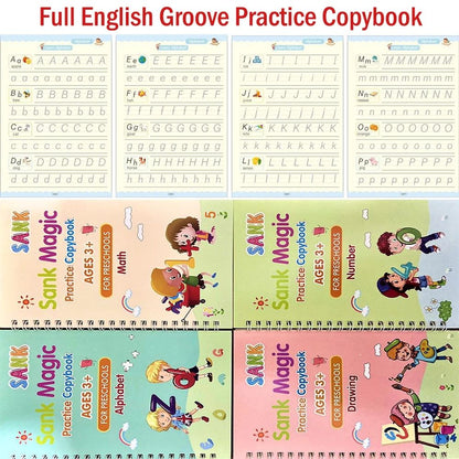 4pcs set Magic Sank Practice Copybook with English Language Printing,Calligraphy Word Book Best Gift for Child.