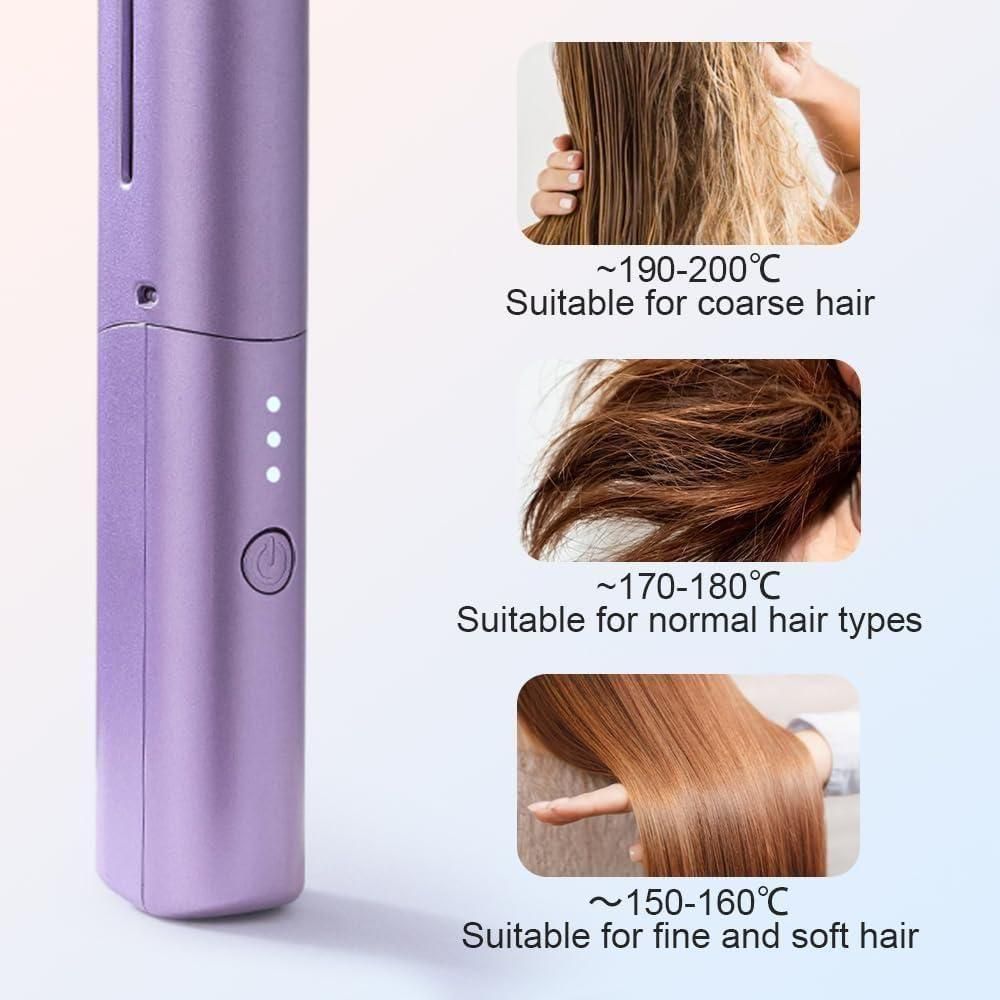 Meneflix Portable Mini Hair Straightener Cordless Rechargeable Hair Straightener Hot Comb